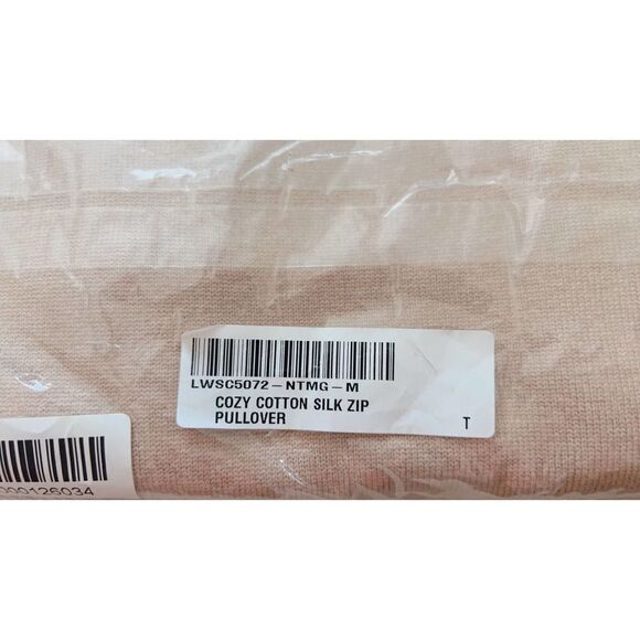 lunya cozy cotton silk zip pullover nutmeg M - Picture 4 of 5